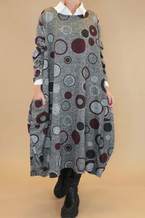 Made in Italy Mighty Hoopla Oversized Fine Knit Cocoon Dress Grey 